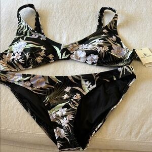 Volcom Black Floral Bikini Set
